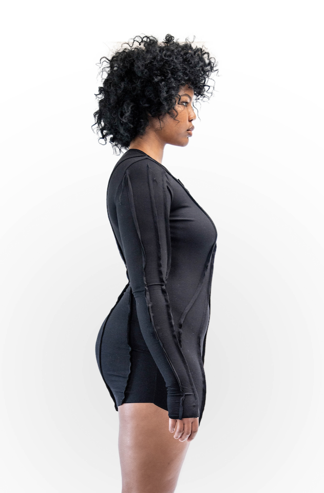 Sami Miro Vintage - Asymmetric Long Sleeve Mini Dress in Black, L / DRS08 / Black Sami Miro Vintage - Asymmetric Long Sleeve Mini Dress in Black, L / DRS08 / Black