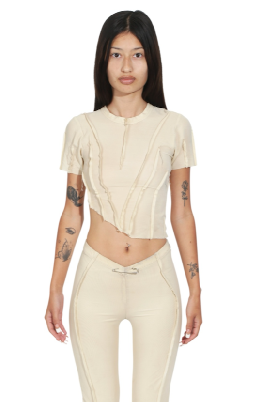 Sami Miro Vintage - Asymmetric Tee in Ivory Mesh – SAMI MIRO