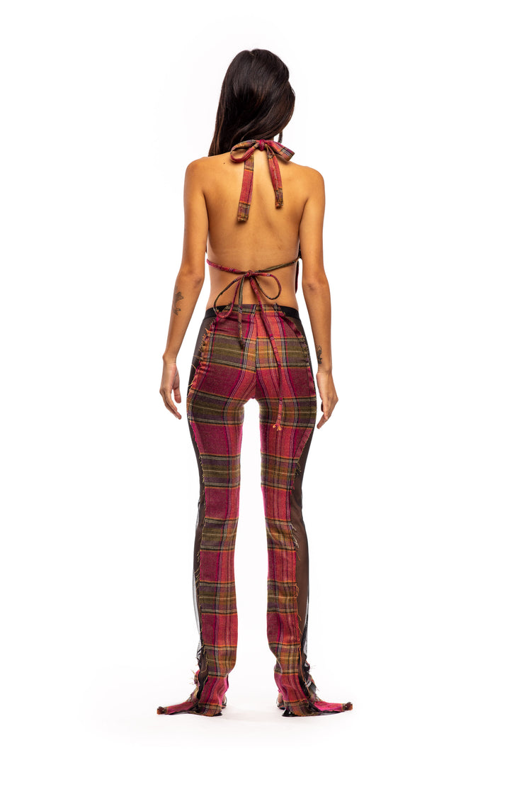 BUTTERFLY HALTER IN WARM PLAID