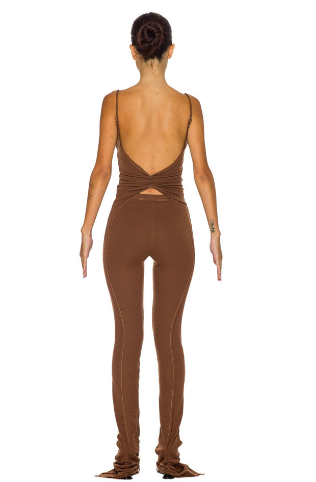 ASYMMETRIC PANTS IN BARK RIB