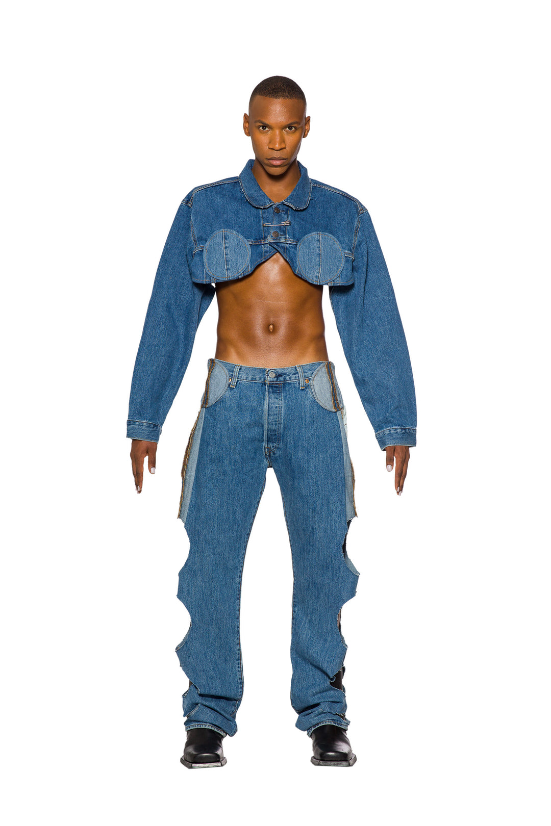 SMV X LEVI'S UPCYCLED PORTERHOUSE CIRCLE CUTOUT JEANS