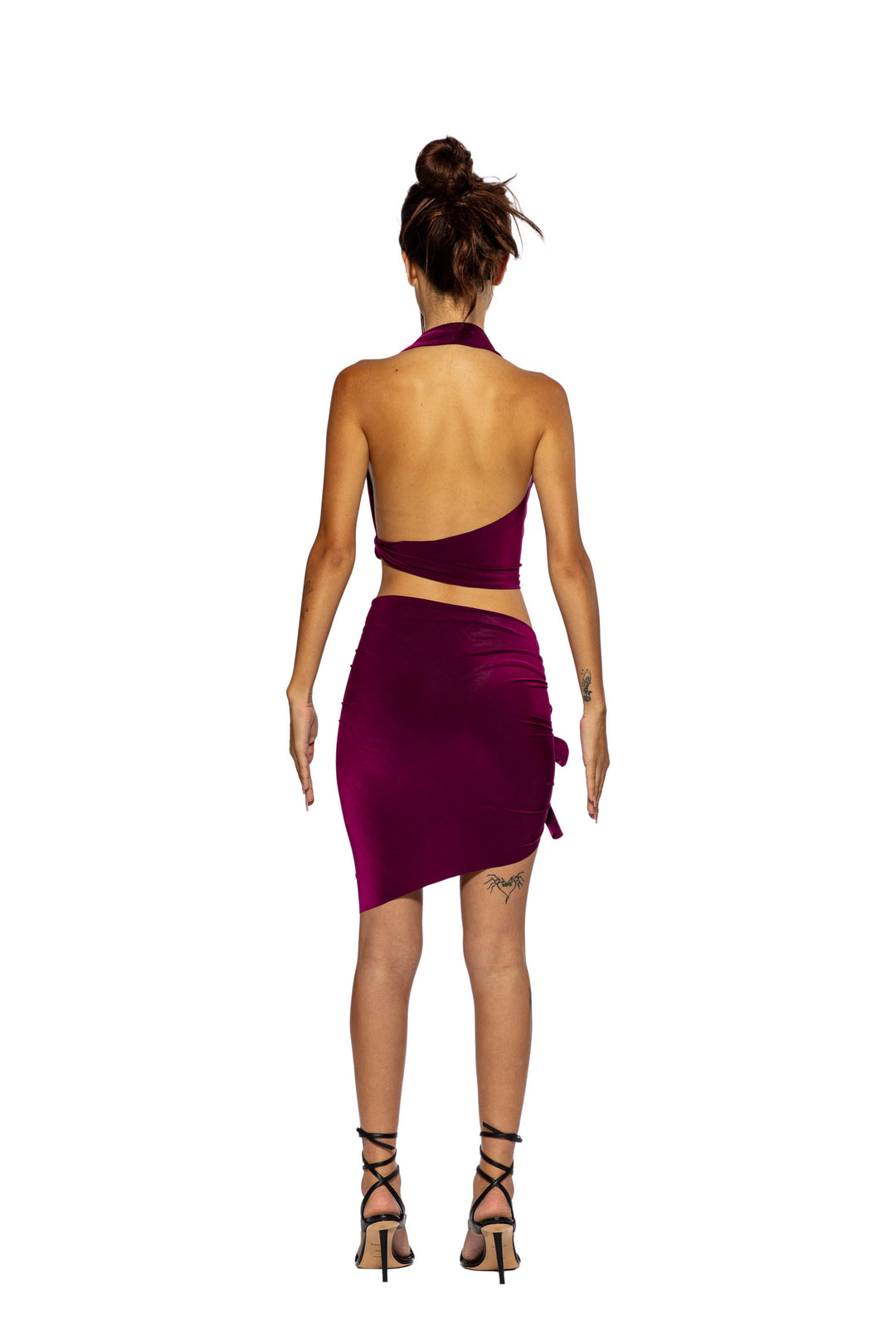 TIED UP HALTER IN IRIDESCENT ORCHID