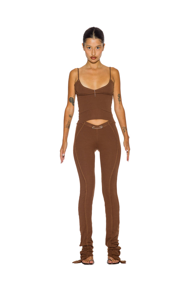 ASYMMETRIC PANTS IN BARK RIB