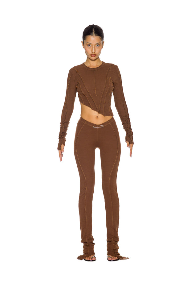 ASYMMETRIC PANTS IN BARK RIB