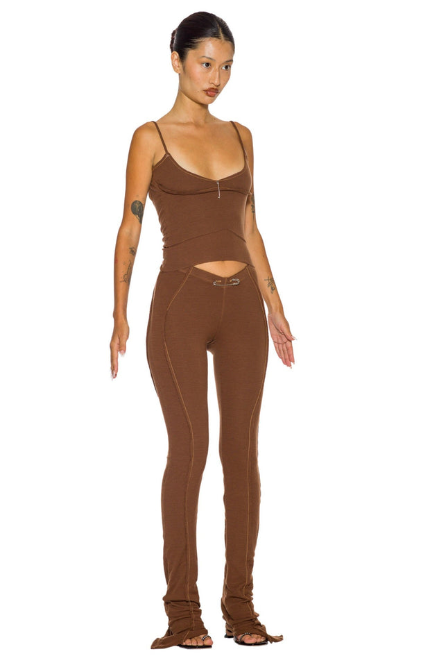 ASYMMETRIC PANTS IN BARK RIB