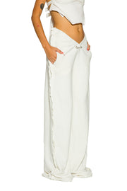 DOUBLE V OPEN SEAM SWEATPANTS IN WHITE TERRY